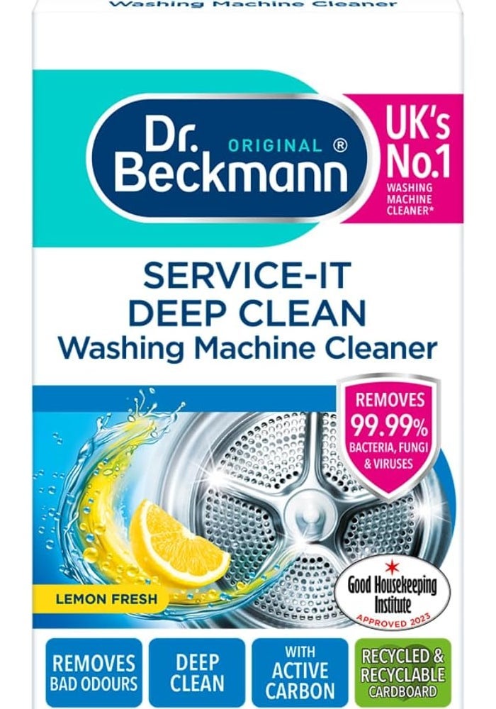 Dr. Beckmann Service-It Deep Clean Washing Machine Cleaner - 250g Powder with Lemon Fresh Scent - Image 1